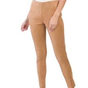 Zac and Rachel faux suede slim fit pull on ankle length pant cognac size large